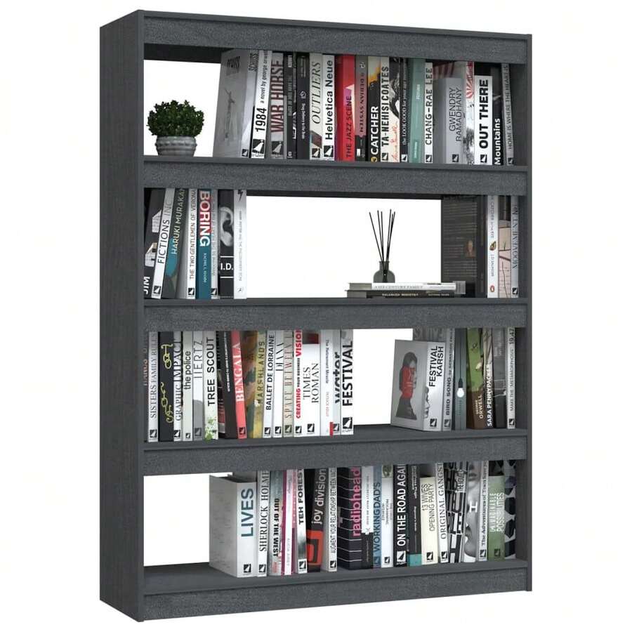 Étagère/séparateur de pièce vidaXL Gris 100 x 30 x 135,5 cm Bois de pin massif - Gris - Voir 1