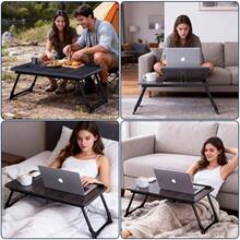 Adjustable Laptop Desk For Bed,Bed Table For Laptops,Laptop Stand For Beds,Lap Desk Foldable Bed Desk For Laptops And Writing,Portable Beds Tray Table With Cup Holder - màu đen - Xem 8