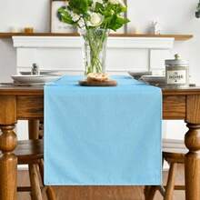 Artoid Mode Camino de mesa color marrón claro, decoración de cocina y comedor para temporada de otoño, lavable, para decoración de fiesta en el hogar, 13x72 pulgadas(13" x 72", Table Runner Azul claro) - Multicolor - Ver 3