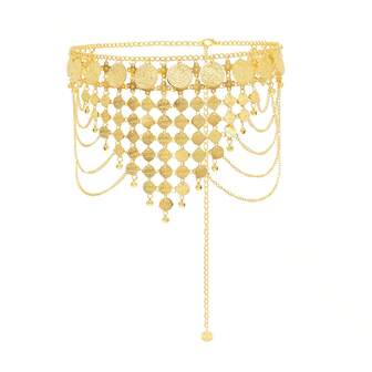 1 pieza Cadena de cintura de monedas vintage multicapa, cadena corporal de aleación de triángulo invertido retro, accesorio de cintura sexy para baile del vientre, baile de jazz y actuaciones para mujeres