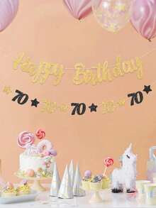 一套黑金生日横幅，18/21/30/40/60/70/50岁生日快乐悬挂横幅，18/21/30/40/60/70/50岁生日派对背景装饰，生日庆祝用品，生日家居装饰，墙面装饰，生日拍照道具，房间装饰 - 黑金生日 - 查看 8