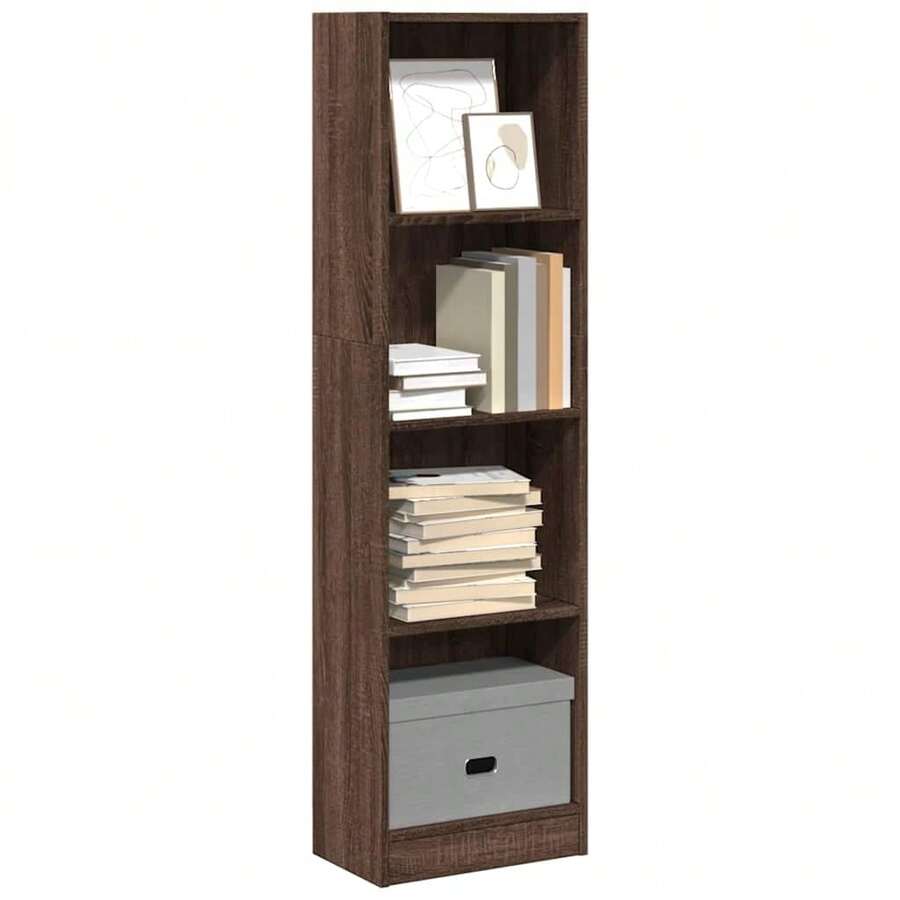 Bibliothèque vidaXL aspect chêne brun 40 x 24 x 143 cm, matériau à base de bois - Tabac - Voir 1