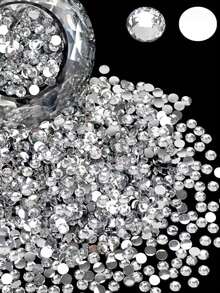 2000 peças/1000 peças/500 peças/300 peças 3-6mm Strass de Resina Champanhe de Bottom Plano, Gemas Redondas de Gelatina para Fazer Acessórios, Sapatos, Roupas, Cosméticos, Bolsas, Decoração - Prata - Visão 10