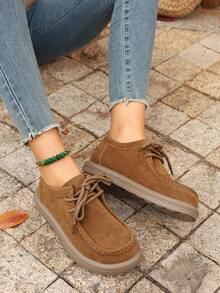 Elegant Handmade Thick Linen Rope Tie Women's Casual Outdoor Shoes, Solid Color Fashion Versatile Commuting Party Holiday Business Flat Loafers, Brown Crocodile Shoes - Brown - View 2