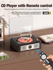 Pop CD Player With Built-In Speakers Bluetooth Input&Output Portable CD Players For Home Music Nostalgic CDs Player With Remote Control Headphone Jack Walnut Brown With Display Screen Christmas Birthday Entertainment Gifts - Màu nâu óc chó với màn hình hiển thị - Xem 5