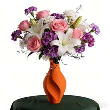 ORIZZONTE Moderne Dekovase mit Spiraldesign – Elegantes und kreatives Design für Kunst- oder Trockenblumen – Geschenkidee für Zuhause/Büro – 100 % Made in Italy, Versand aus Italien - Orange - Übersicht 8
