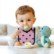 6pcs Cartoon Printed Adjustable Snap Bibs, Waterproof Baby Feeding Burp Cloths, Suitable For Spring, Summer, Autumn And Winter