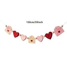 Guirnalda rústica romántica de corazones con cuentas para San Valentín, decoración para colgar en la pared, recuerdo de fiesta, accesorios para fotos. - Rosa - Ver 7