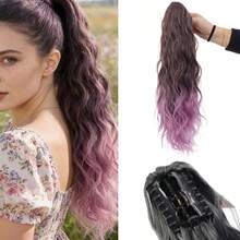 20 Inch Curly Ponytail Extension For Women - Heat-Resistant Synthetic Fiber, Ombre Color Wig For Parties, Weddings & Evening Events, Easy-To-Wear Clip-In Design - 彩色 - 查看 13