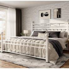 EnHomee 54" LED Bed Frame With Tall Headboard & Footboard Metal Bed Frame With Under Bed Storage No Box Spring Needed,Noise-Free, Christmas Decor, Furniture House Decor, White - Xem 9