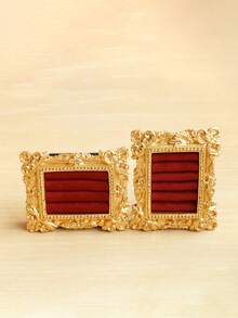 1pc Gold Vintage Embossed Ring Jewelry Tray, Elegant Home French Vintage High-End Jewelry Pearl Earrings Ring Display Stand, Suitable For Wedding Birthday Party Accessories Holder Photo Props - 彩色 - 查看 27
