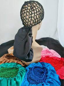 1件加厚短款针织网状发网围巾，粘胶纤维女士睡眠发饰 - 彩色 - 查看 11