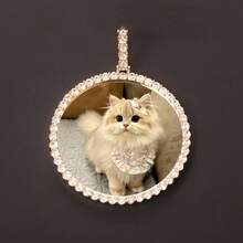 [ Customization ] Personalized Memory Super Large Circle XL Photo Pendant Inlaid With  Solid Photo Frame Pendant Necklace - 彩色 - 查看 4