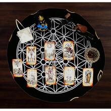 Consigners Altar Cloth Hexagonal Metatron Witchcraft Alter Tarot Spread Top Cloth Wiccan Square Spiritual 24 By 24 Sacred Cloth (Hexagonal Metatron Gold Silver),GeometricGoldSilver - Hình học Vàng Bạc - Xem 4