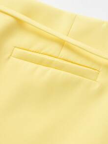 Women's Casual Solid Color Zipper Waist Belt Skort Summer - Yellow - View 6