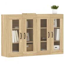 Larryhot Armarios de pared 2 uds madera de ingeniería roble Sonoma, Robusto y duradero, fácil de montar, una opción ideal para la decoración del hogar - Marrón - Ver 3