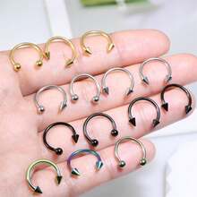 14pcs/Set Septum Nose Rings/Hoops (18G/16G Horseshoe & Round Rings And Lip Rings), Suitable For Women's Nose Piercing And Cartilage Piercing, Made Of Low-Allergenic 316L Stainless Steel, Multi-Color Mixed Set (Including 8mm And 10mm Sizes) - Multicolored Nose Ring - View 8