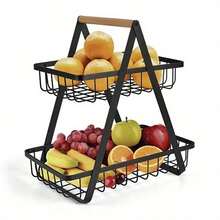 Detachable Stainless Steel Fruit Basket Kitchen Living Room Desktop Storage Rack Bread Basket Portable Fruit Bowl - Black - View 1