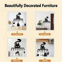 CIF BUY 1 Modern Cat Shaped Key Hook, Suitable For Foyer - Metal Wall Mounted Key Storage Rack With 7 Hooks, Iron Cat Key Hook Suitable For Room Decor,Wall Decor,Home Decor - Multicolor - View 3