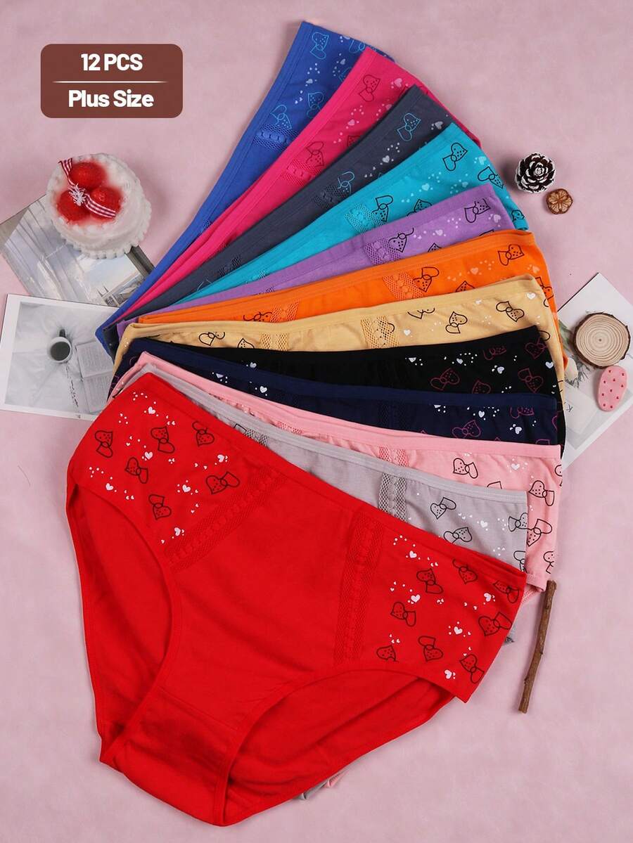12Pcs Women's High Waist Underwear Set, Soft Comfortable Fabric, Plus Size Design, Perfect For Daily Wear & All-Day Comfort,Autumn And Winter Styles - Nhiều màu - Xem 1