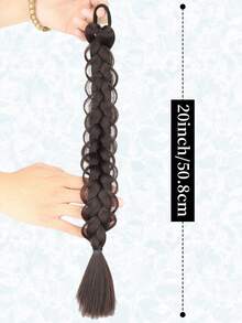 20 Inch Synthetic Handmade Braided Ponytail Wig, With Elastic Hair Tie, In Black, Brown, And Golden Colors - Multicolor - View 2
