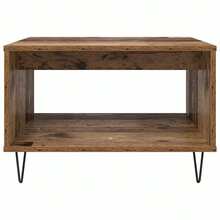 Table basse vidaXL en bois recyclé, 60 x 50 x 40 cm, bois d'ingénierie - Tabac - Voir 6
