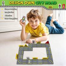 磁性道路套装，含汽车，磁性积木，儿童玩具，学前感官搭建玩具，随机颜色，适合3岁以上儿童 - 彩色 - 查看 6