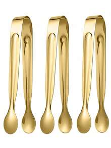 1/3/5/10Pcs Gold Stainless Steel Tongs Small Serving Tongs For Sugar Cubes, Ice Cubes, Mini Fruits, Candies, Suitable For Kitchen, Restaurant, Cafe, Afternoon Tea, Dessert, Party, Birthday Decoration, For Outdoor, Camping - Gold - View 9