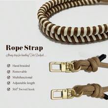 Paracord Rope Purse Straps Crossbody Handbags, Adjustable Braided Bag Shoulder Strap - 黑白 - 查看 7