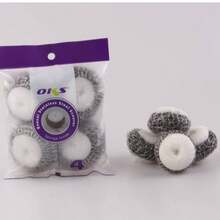 4PCS Stainless Steel Scourers With Sponge - Heavy Duty Kitchen Dish Cleaning - Silver - View 5