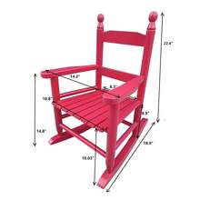 Silla roja de balancín para niños - Interior o Exterior - Adecuada para niños - Duradera RR UVXS - Rosa roja + madera maciza - Ver 3