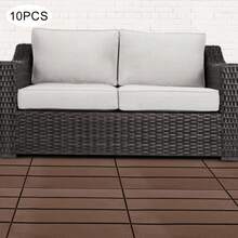 DDBESSIC Wood Grain Deck Tiles, Interlocking Outdoor Floor Tiles 10 Pcs, Composite Patio Decking Tiles, Snap Lock Easy Clean Surface For Balcony, Garden, Porch, DIY - Brown - View 1