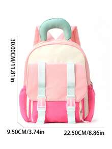 Sweet Color Block Backpack, Double Shoulder Backpack, Lightweight School Bag Large Capacity With Layered , Suitable For School/Outings/Daily Carrying - Multicolor - View 3