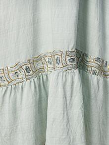 ASBB 阿拉伯女性重金亮片刺繡 JALABIYA 連衣裙，附流蘇飾邊，V 領短袖綠色優雅洋裝，2026 派對度假休閒穿搭，沙烏地阿拉伯國慶服飾 - 薄荷綠 - 查看 7