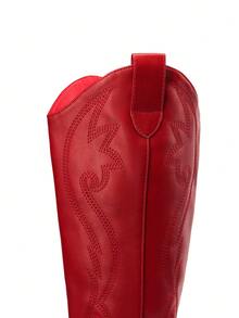 Botas Vaqueras para Mujer Hasta Las Rodilla y Tacón, Cowboy Boots Mujer - Rojo - Ver 9