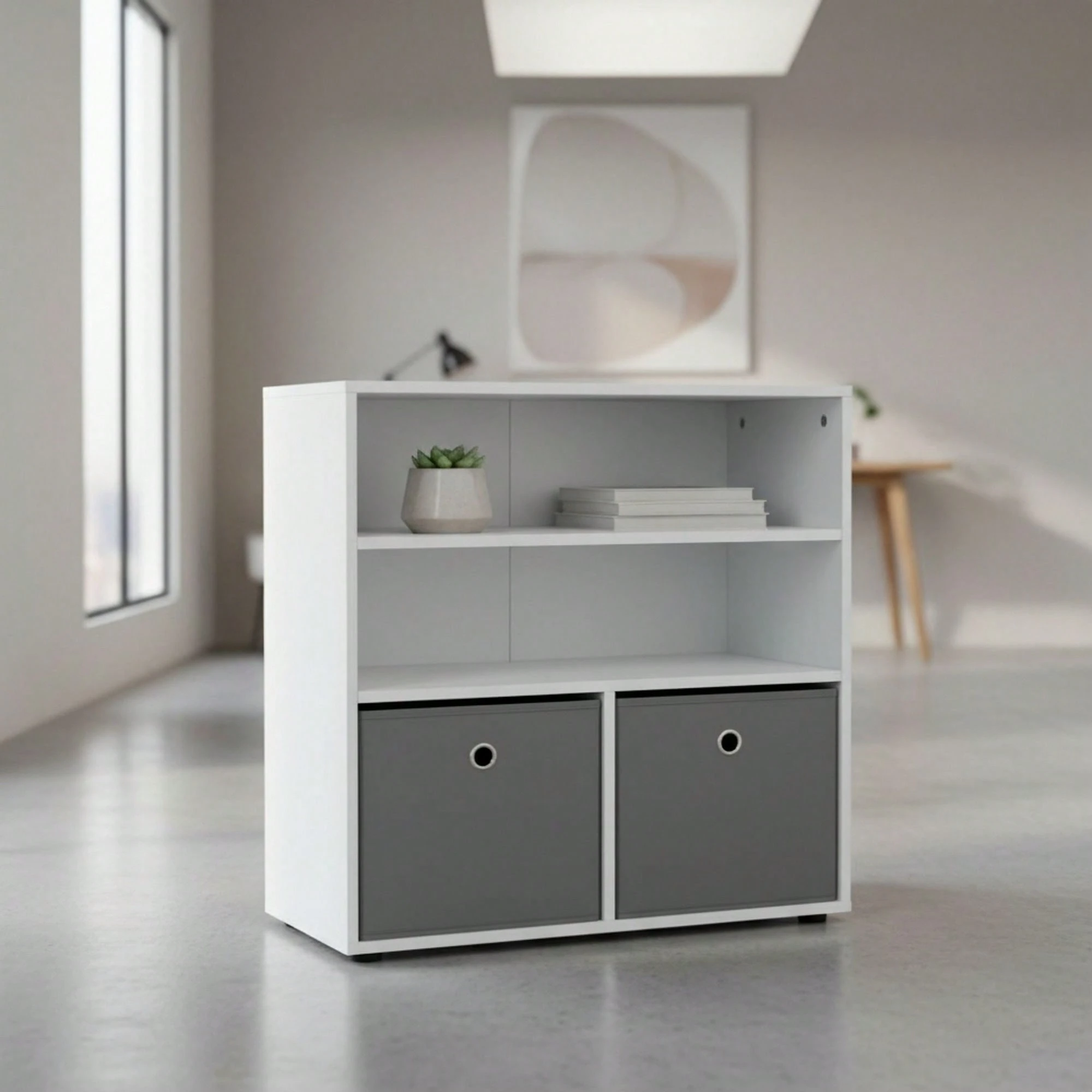 3-tier Bookshelf 60x30x60 cm White and Grey
