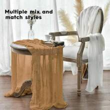 Artoid Mode Boho - Camino de Mesa de Gasa en para Bodas, Decoración de Otoño y Acción de Gracias para Comedor, Cocina y Fiestas en Interiores, 120 Pulgadas(120" Amarillo mostaza) - Multicolor - Ver 4