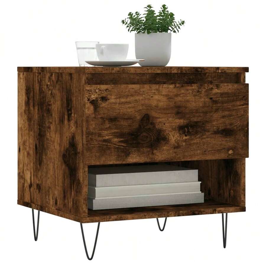 Tables basses vidaXL, lot de 2, chêne fumé, 50 x 46 x 50 cm, matériau à base de bois - Tabac - Voir 1