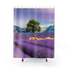 Lavender Field (A) Shower Curtain. Lavender Bathroom Decor Lavender Shower Decoration, Purple Floral Print. With Hooks (8-10pcs), Washable, Multiple Sizes 120x180/150x180/180x180 - A - View 4