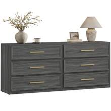 SICOTAS Night Stand Set 2 Oversized Extra Large Nightstands Set Of 2 Tall Bedside Side Table With 3 Drawers Storage Modern End Tables Wide Night Stands For Bedroom Sofa Couch Home Office - Gỗ sồi xám đậm - Xem 1