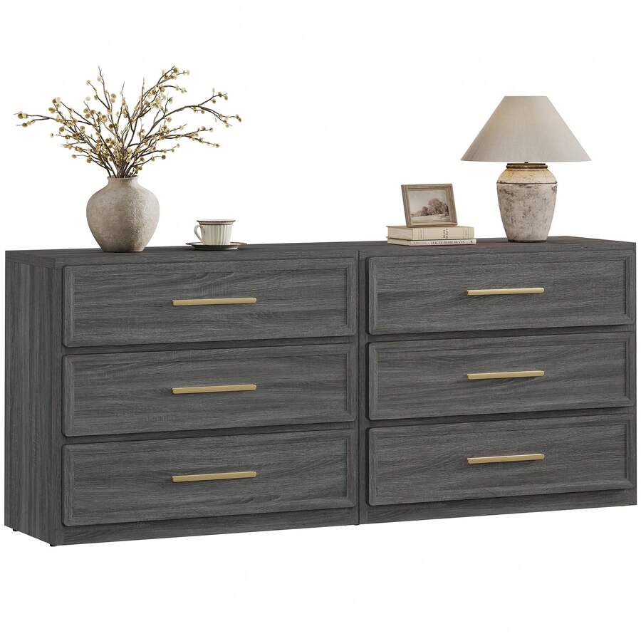 SICOTAS Night Stand Set 2 Oversized Extra Large Nightstands Set Of 2 Tall Bedside Side Table With 3 Drawers Storage Modern End Tables Wide Night Stands For Bedroom Sofa Couch Home Office - Gỗ sồi xám đậm - Xem 1
