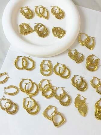 4 Stück/8 Stück/12 Stück/16 Stück zarte und kompakte 18K Edelstahl Ohrringe - Hypoallergenes Edelstahlmaterial - Eleganter Stil perfekt für den täglichen Gebrauch und festliche Anlässe - das ideale Geburtstagsgeschenk - das beste Geschenk für Mama.