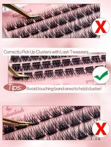 60簇自粘假睫毛，压缩睫毛簇，自然款10-16mm自粘假睫毛，自然睫毛嫁接，无需胶水捆扎，60根预粘睫毛，易于佩戴的睫毛簇，睫毛簇，单根睫毛，假睫毛 - 黑色 - 查看 6