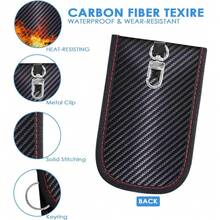 2 Pack Faraday Bags For Key Fob Cell Phone, 8.3x4.3in Faraday Pouch Car Keys RFID Signal Blocking Holder, Waterproof Keyless Entry Blocker Protector, Anti-Theft Security Cage Case, Carbon Fiber - 小的 - 查看 3