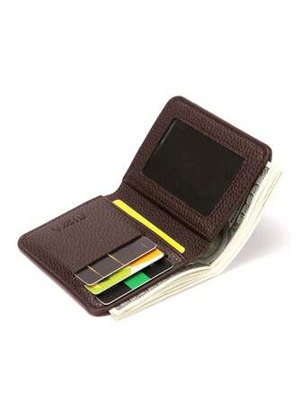 Billetera corta y portacartas de hombre, de cuero PU con textura, billetera compacta plegable, con múltiples ranuras para tarjetas, de unicolor para hombres, billetera de dinero mini, monedero, billetera pequeña, billetera para tarjetas, billetera de hombre de cuero