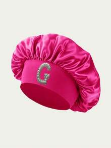 1pc A-Z Letter Baby Sleeping Cap, Suitable For 3-8 Years Old Children, Can Be Used As Sleeping Hat, Suitable For Curly Hair Girls, Satin Sleeping Cap, Suitable For Teenagers And Toddlers - Hot Pink - View 9