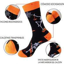 ml GeorgeX 3 Pares Calcetines Divertidos Calcetines con Estampado Casual Divertidos Calcetines de Algodón para Hombres y Mujeres10101 - Víspera de Todos los Santos - Ver 3