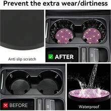 1pc Car Crystal Cup Holder Coaster, Heat Insulation Fully Decorated - Pink - View 5