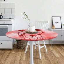 Valentines Decor Round Fitted Tablecloth Red Heart Round Table Cover With Elastic Wipeable Polyester Circle Outdoor Table Cloths For Kitchen Picnic Party Patio Holiday Decor Fit For 40\-44\ Tables,42inch(Round),A04:ValentinesDecor1 - A04:valentinesDecor1 - View 8