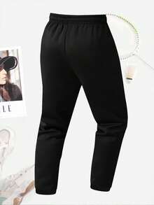Women's Casual Drawstring Sweatpants, Elastic Waistband Design, Suitable For Spring And Autumn. Perfect For Daily Wear, Jogging, Fitness, Sports And Hiking. - Black - View 7